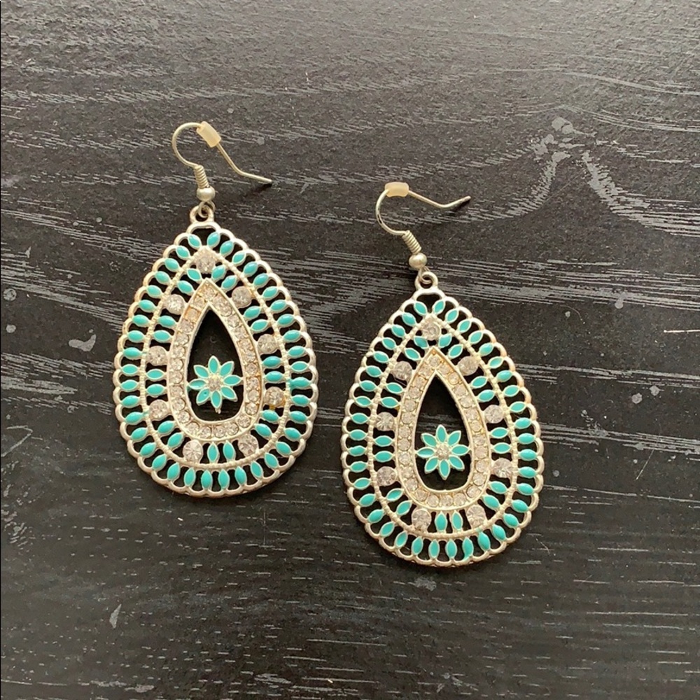 Earrings, turquoise & silver